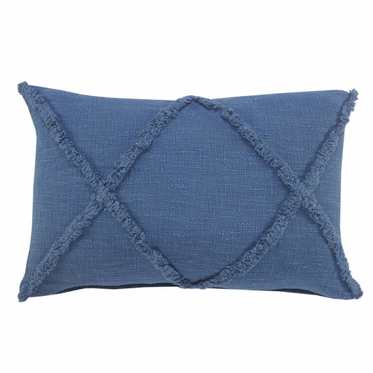 16" X 24" Cobalt Blue 100% Cotton Zippered Pillow FurniFindUSA
