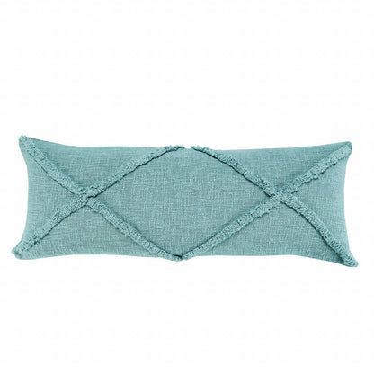 14" X 36" Aqua Blue 100% Cotton Geometric Zippered Pillow FurniFindUSA