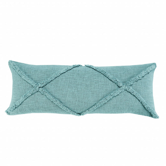 14" X 36" Aqua Blue 100% Cotton Geometric Zippered Pillow FurniFindUSA