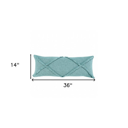 14" X 36" Aqua Cotton Throw Pillow HomeRoots