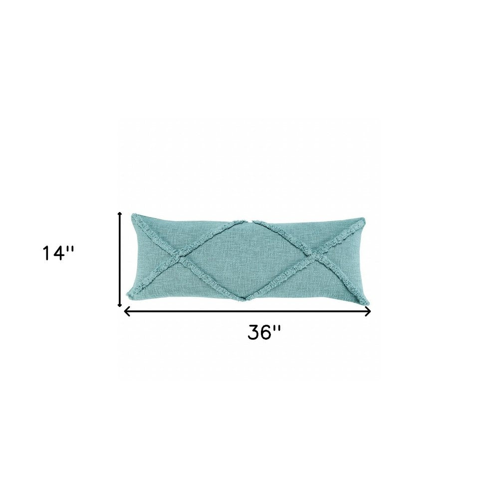 14" X 36" Aqua Cotton Throw Pillow — view 8