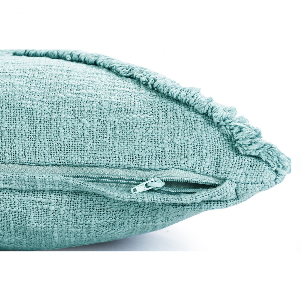 14" X 36" Aqua Blue 100% Cotton Geometric Zippered Pillow FurniFindUSA
