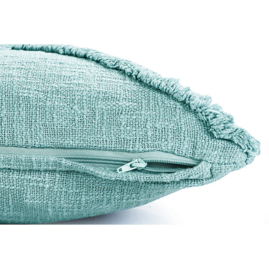 14" X 36" Aqua Blue 100% Cotton Geometric Zippered Pillow FurniFindUSA