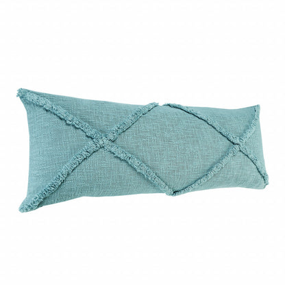 14" X 36" Aqua Blue 100% Cotton Geometric Zippered Pillow FurniFindUSA