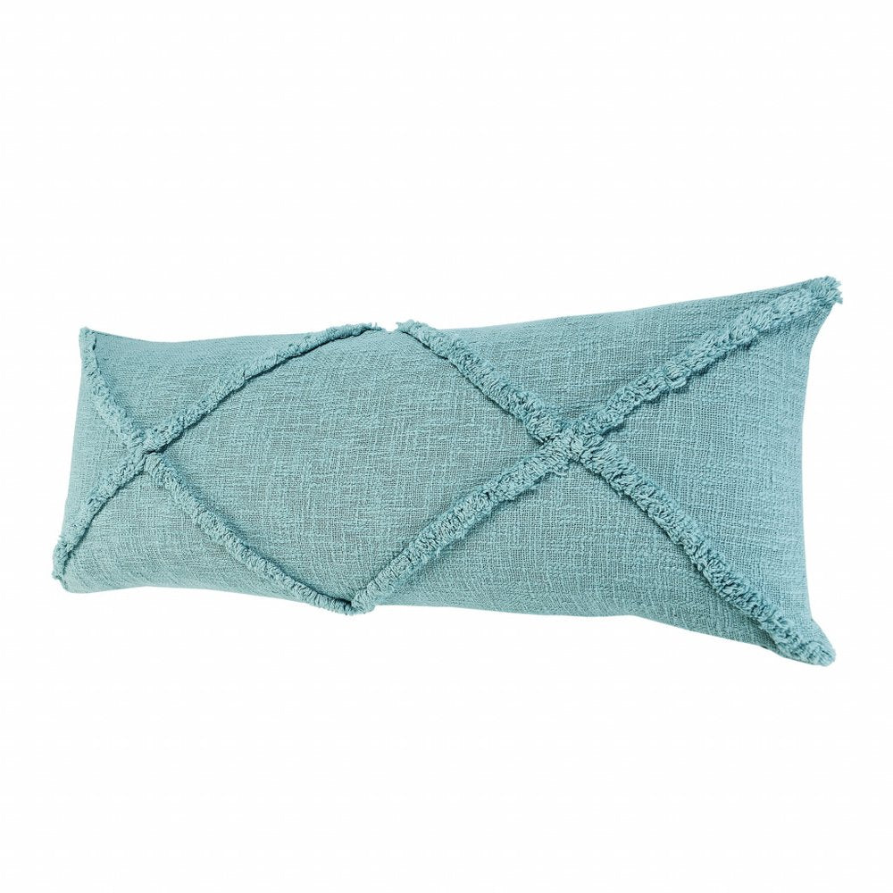 14" X 36" Aqua Cotton Throw Pillow — view 5