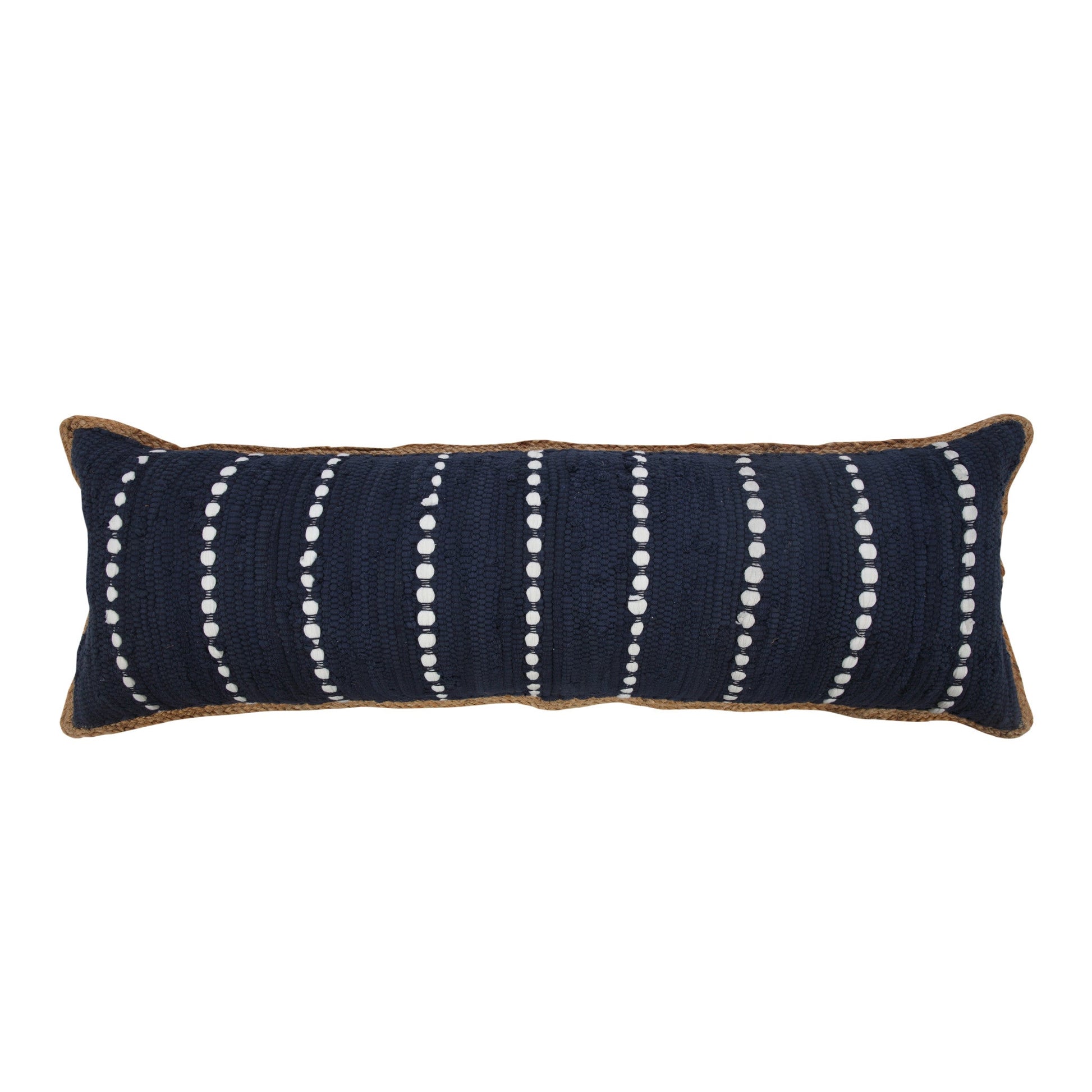 14" X 36" Blue and Beige Striped Cotton Blend Zippered Pillow FurniFindUSA
