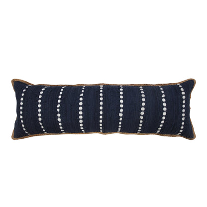 14" X 36" Blue and Beige Striped Cotton Blend Zippered Pillow FurniFindUSA