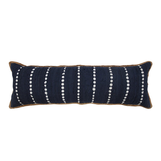 14" X 36" Blue and Beige Striped Cotton Blend Zippered Pillow FurniFindUSA