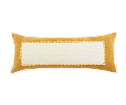 14" X 36" Golden Yellow And Cream 100% Cotton Zippered Pillow HomeRoots