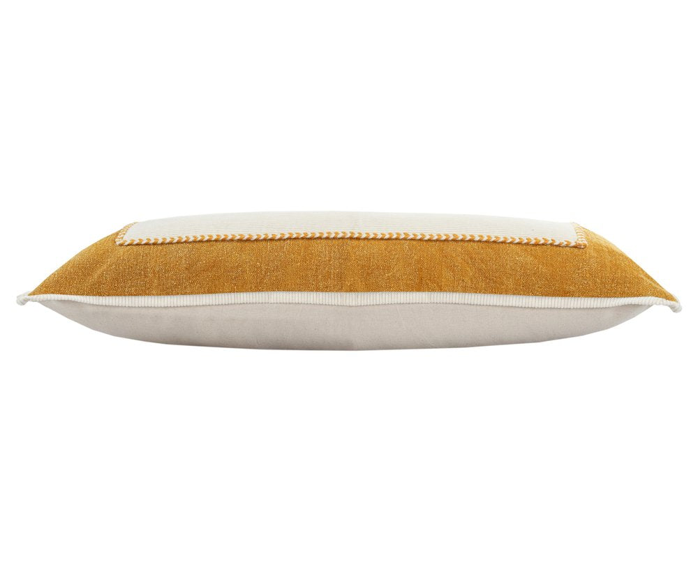 14" X 36" Golden Yellow And Cream 100% Cotton Zippered Pillow — view 6
