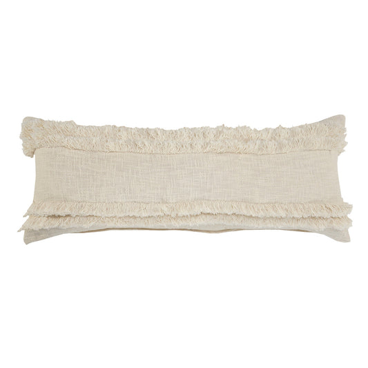 14" X 36" Cream 100% Cotton Zippered Pillow FurniFindUSA