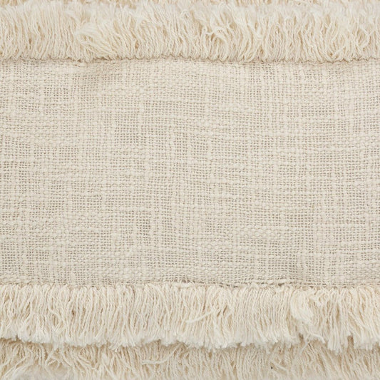 14" X 36" Cream Cotton Throw Pillow with Fringe