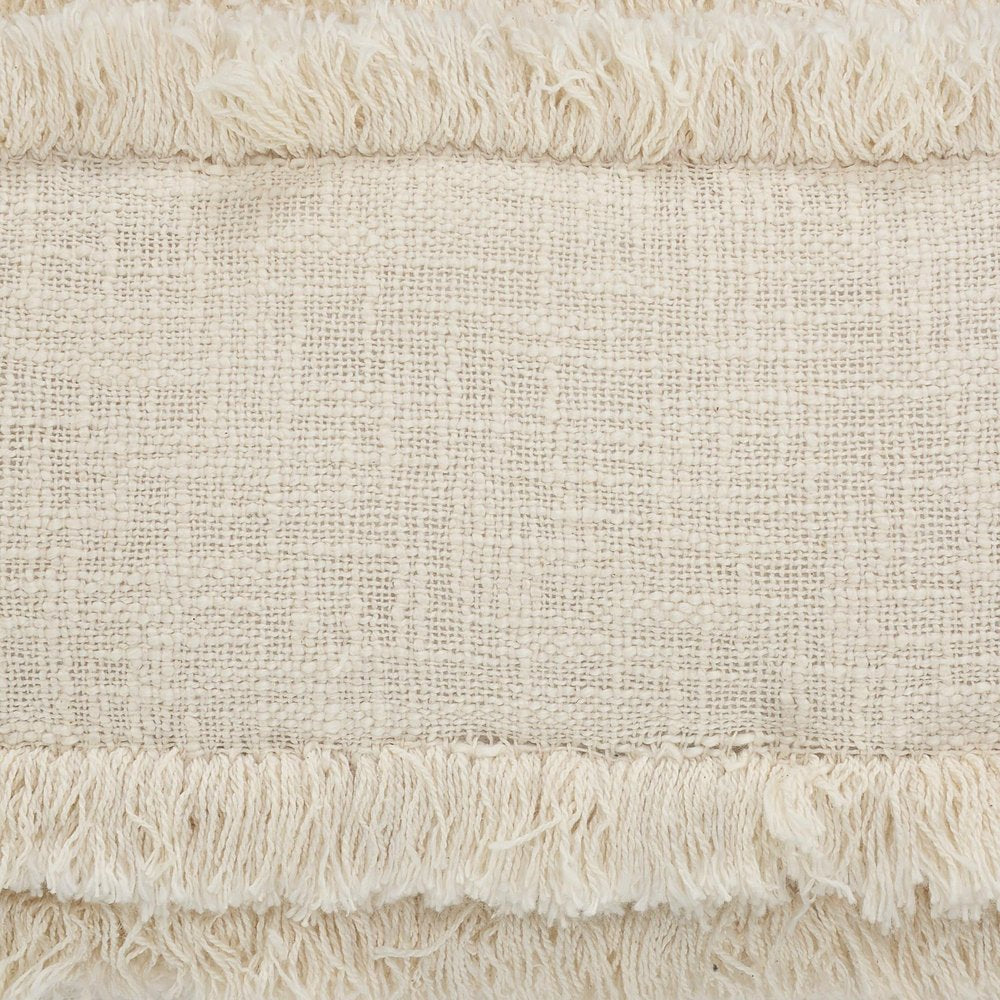 14" X 36" Cream Cotton Throw Pillow with Fringe — view 2
