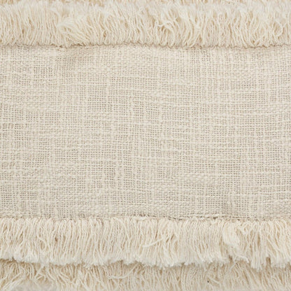14" X 36" Cream Cotton Throw Pillow with Fringe