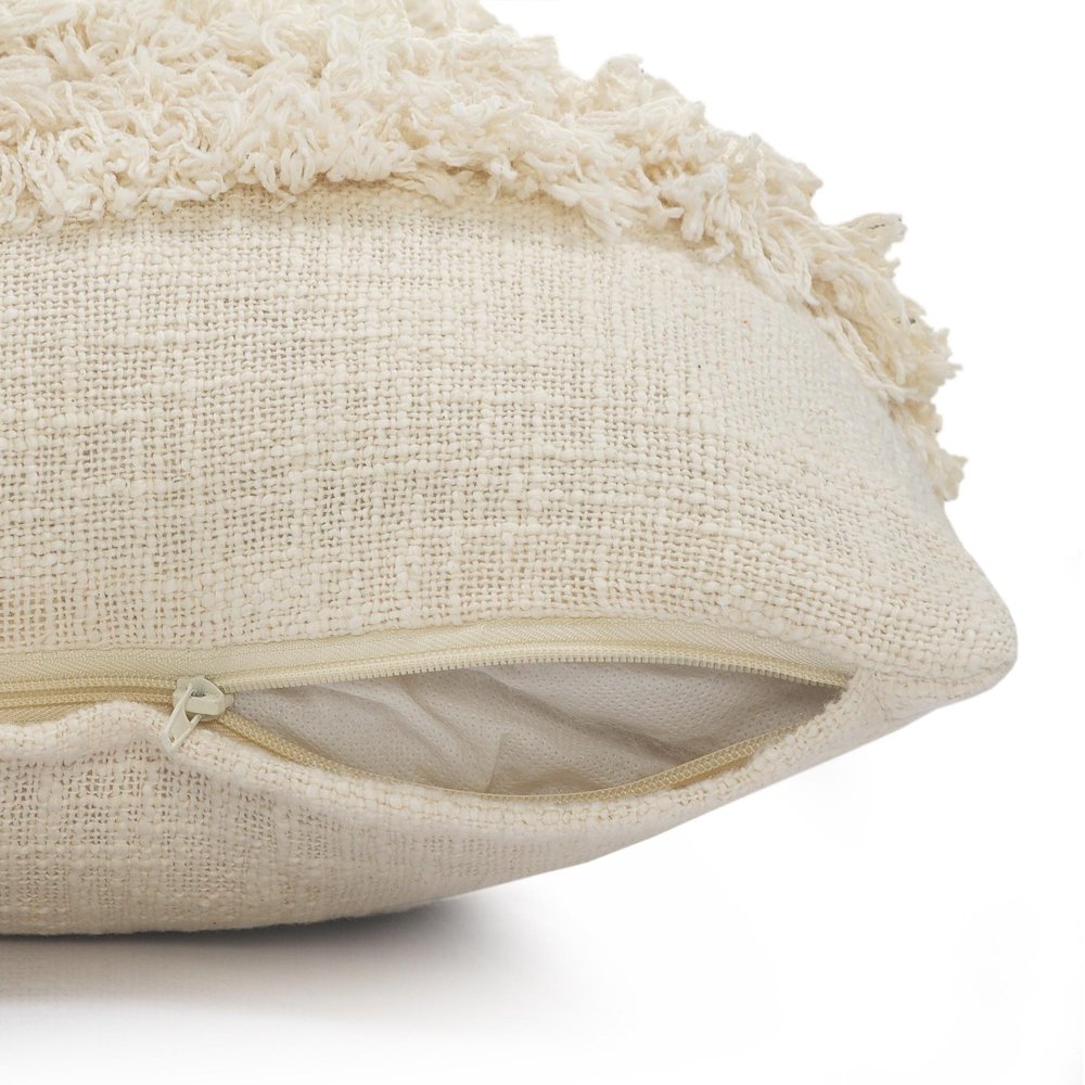 14" X 36" Cream Cotton Throw Pillow with Fringe — view 3