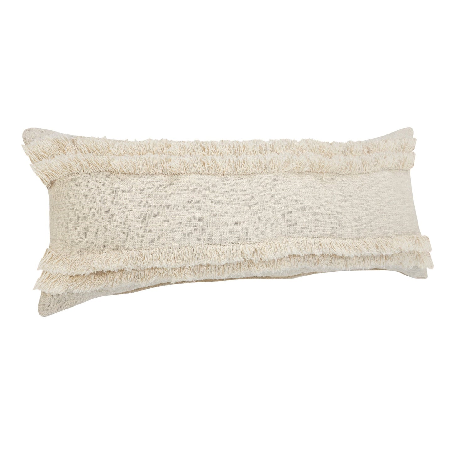 14" X 36" Cream 100% Cotton Zippered Pillow FurniFindUSA