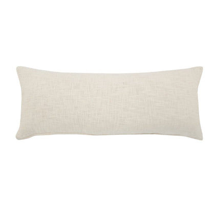 14" X 36" Cream Cotton Throw Pillow with Fringe HomeRoots