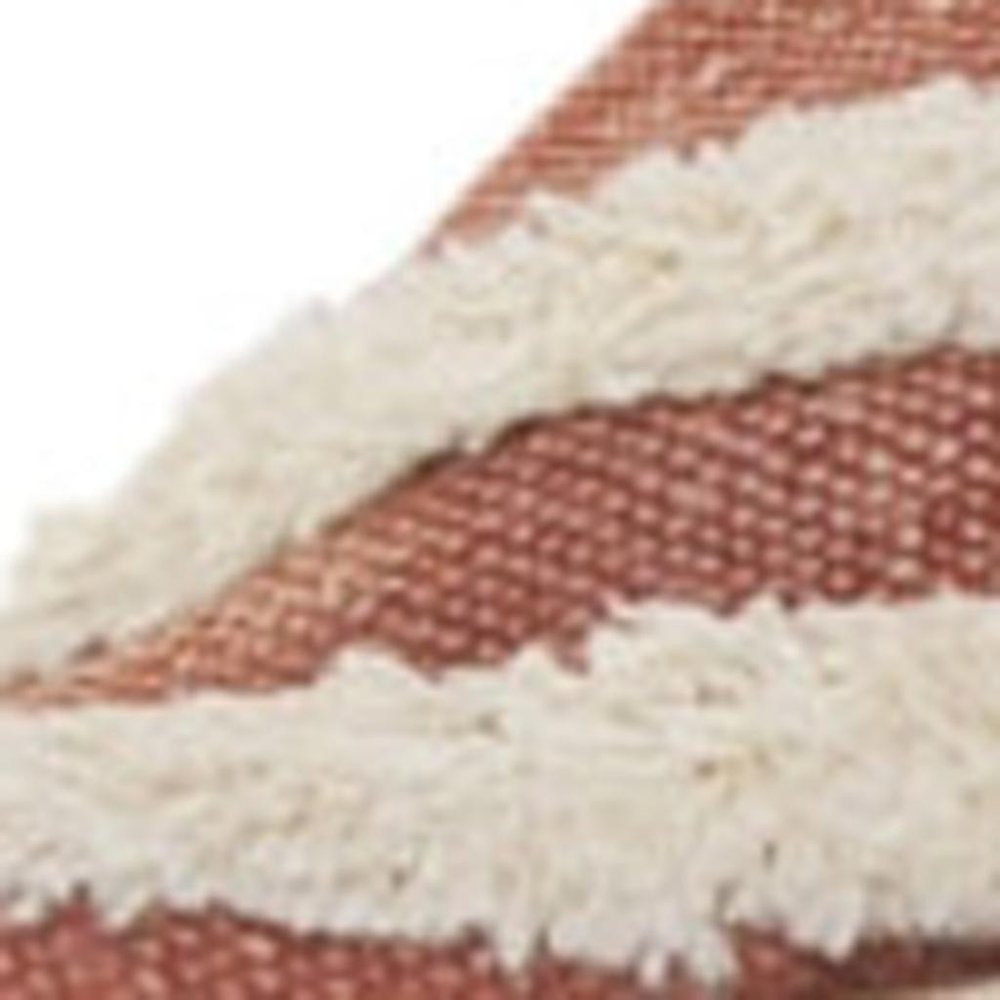 14" X 36" Orange And Off-White 100% Cotton Striped Zippered Pillow — view 8