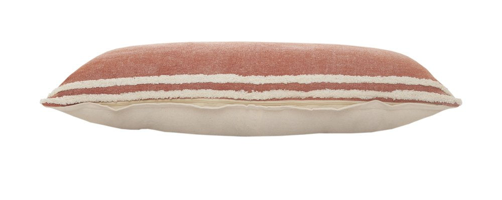 14" X 36" Orange And Off-White 100% Cotton Striped Zippered Pillow — view 3