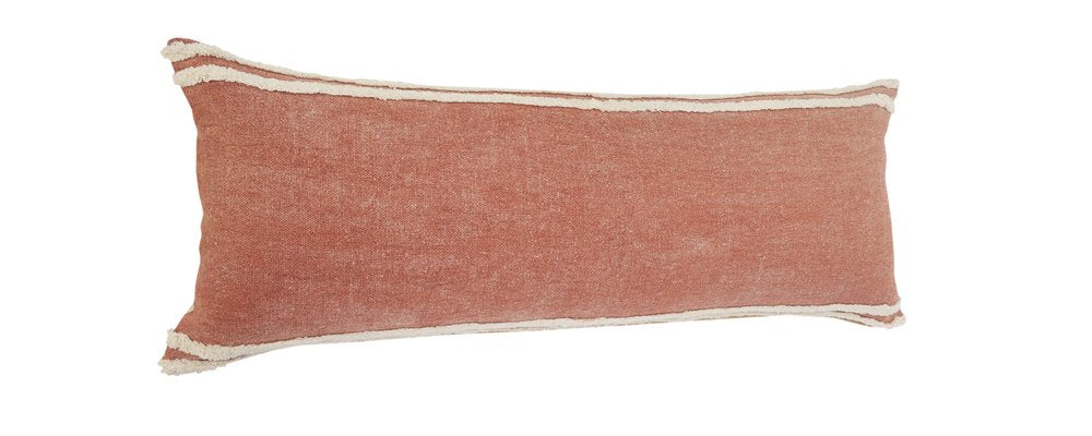 14" X 36" Orange And Off-White 100% Cotton Striped Zippered Pillow — view 4