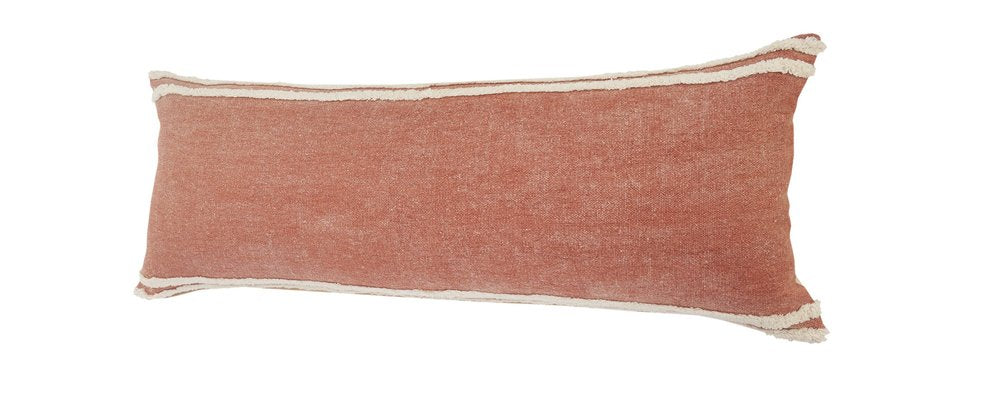 14" X 36" Orange And Off-White 100% Cotton Striped Zippered Pillow — view 5