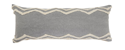 14" X 36" Grey And Off-White 100% Cotton Chevron Zippered Pillow FurniFindUSA