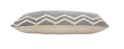 14" X 36" Grey And Off-White 100% Cotton Chevron Zippered Pillow FurniFindUSA