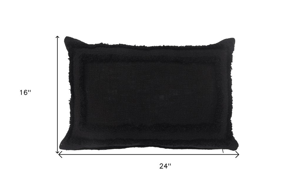 16" X 24" Black 100% Cotton Geometric Zippered Pillow HomeRoots