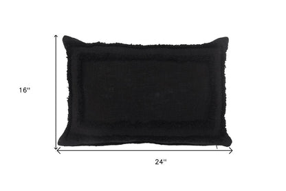 16" X 24" Black 100% Cotton Geometric Zippered Pillow HomeRoots