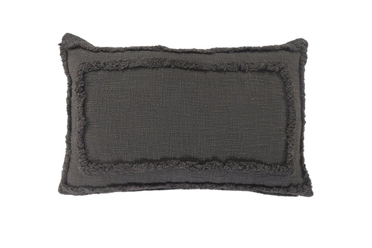 16" X 24" Dark Gray 100% Cotton Geometric Zippered Pillow FurniFindUSA