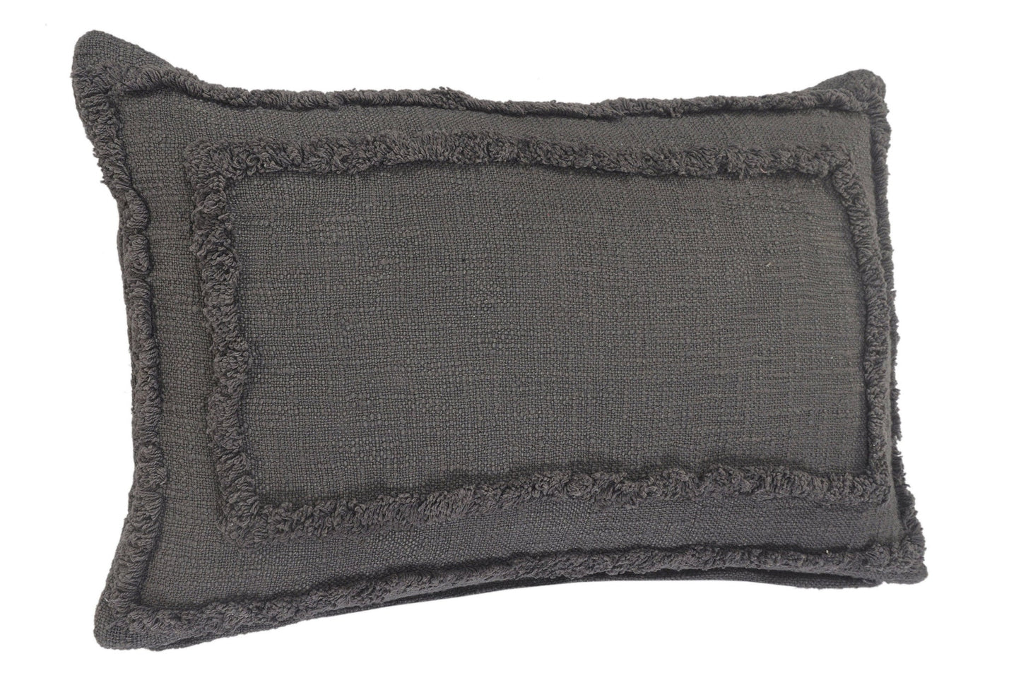 16" X 24" Dark Gray 100% Cotton Geometric Zippered Pillow FurniFindUSA