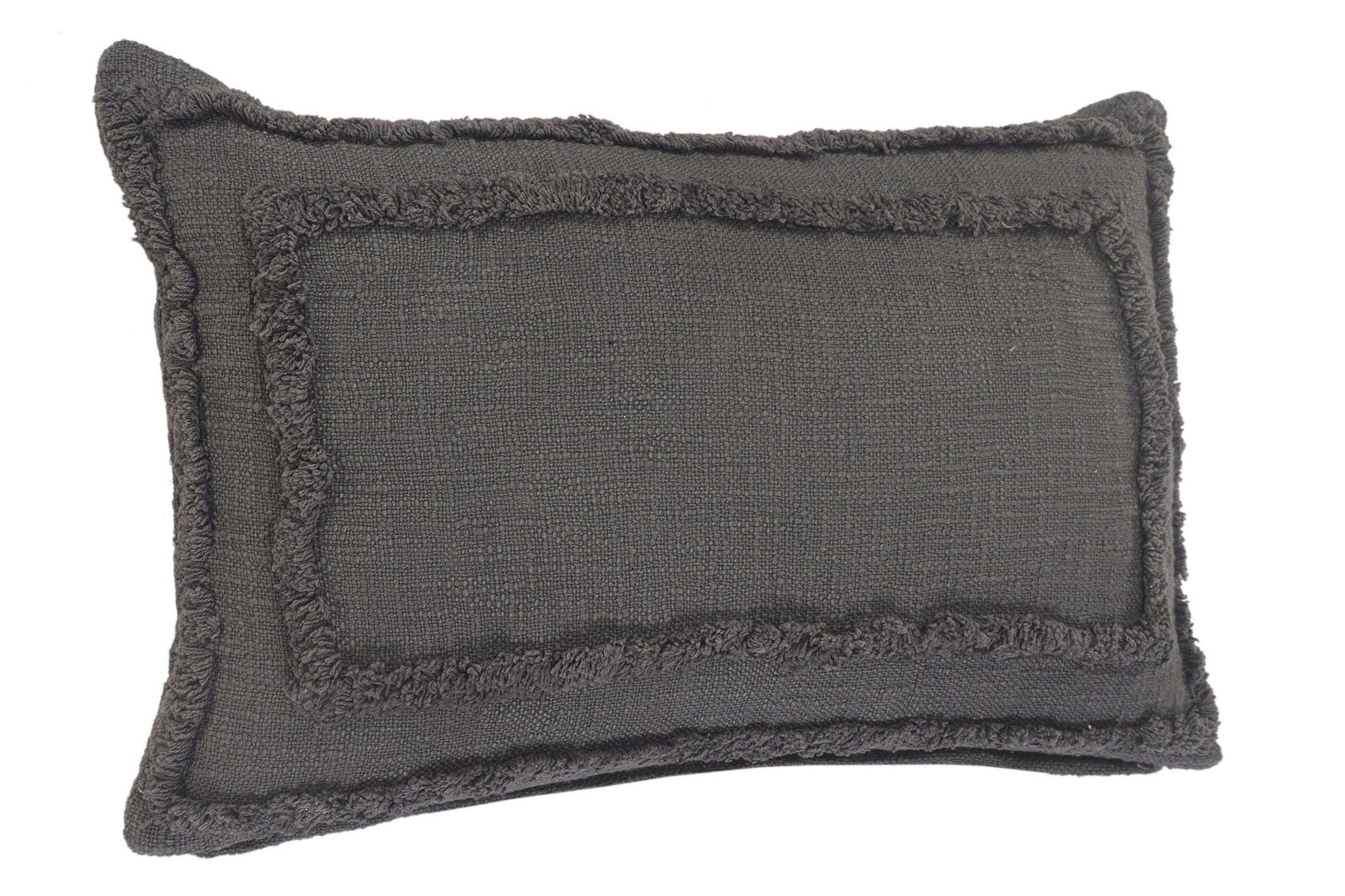 16" X 24" Dark Gray 100% Cotton Geometric Zippered Pillow FurniFindUSA