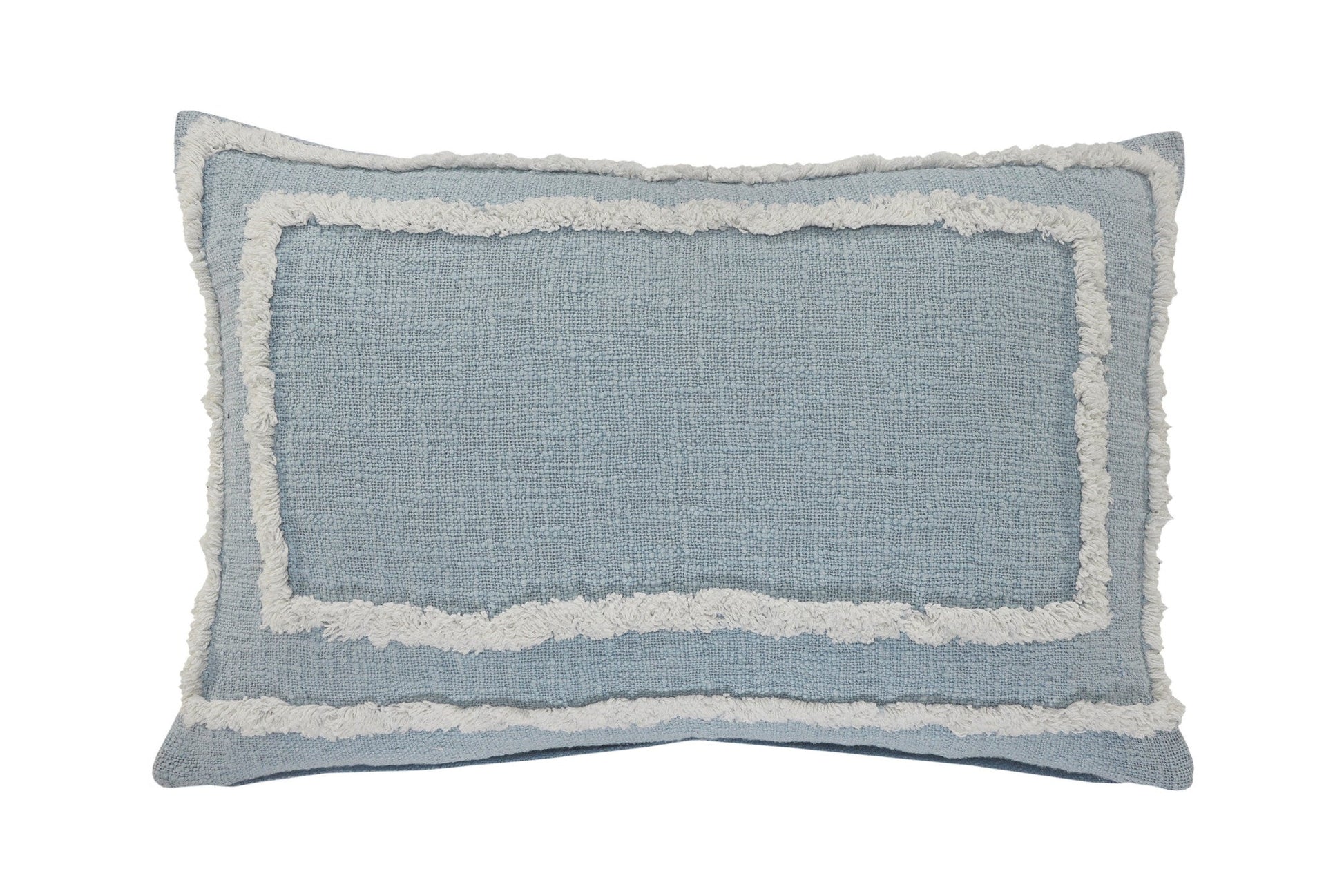 16" X 24" Sky Blue And White 100% Cotton Geometric Zippered Pillow FurniFindUSA