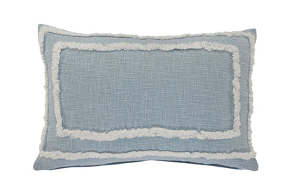 16" X 24" Sky Blue And White 100% Cotton Geometric Zippered Pillow FurniFindUSA