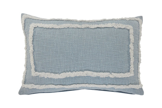 16" X 24" Sky Blue And White 100% Cotton Geometric Zippered Pillow FurniFindUSA