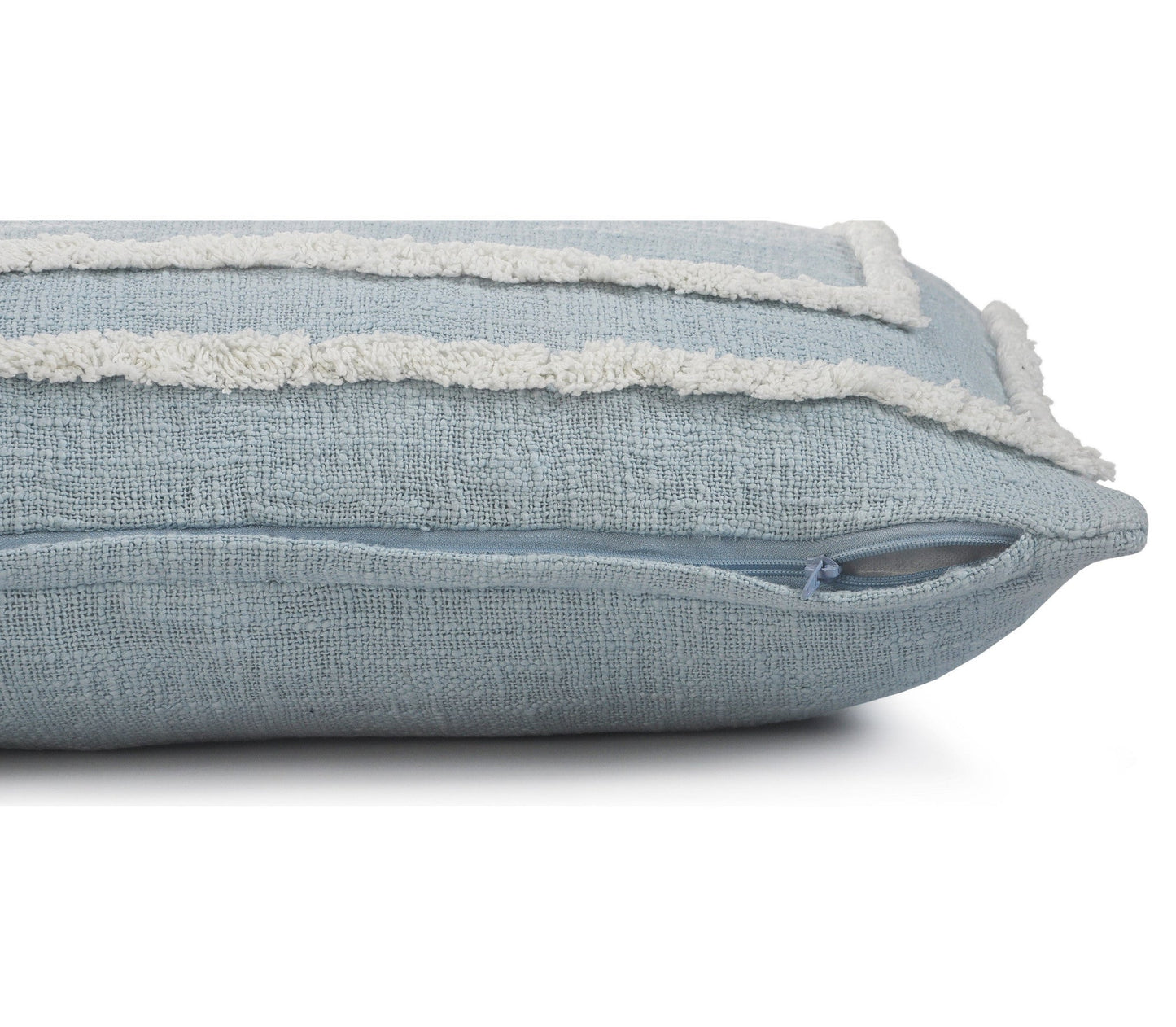 16" X 24" Sky Blue And White 100% Cotton Geometric Zippered Pillow FurniFindUSA