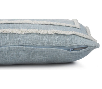 16" X 24" Sky Blue And White 100% Cotton Geometric Zippered Pillow FurniFindUSA