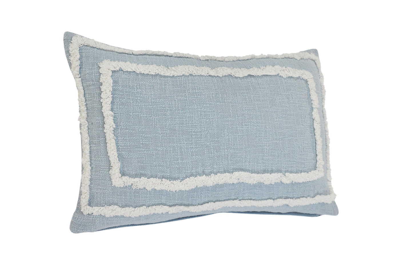16" X 24" Sky Blue And White 100% Cotton Geometric Zippered Pillow FurniFindUSA