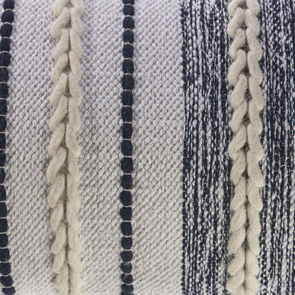 14" X 28" Navy And White 100% Cotton Geometric Zippered Pillow HomeRoots