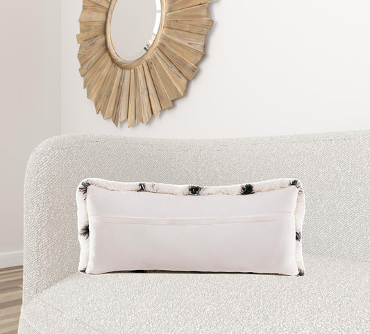 14" X 36" Black And White Polyester Geometric Zippered Pillow FurniFindUSA
