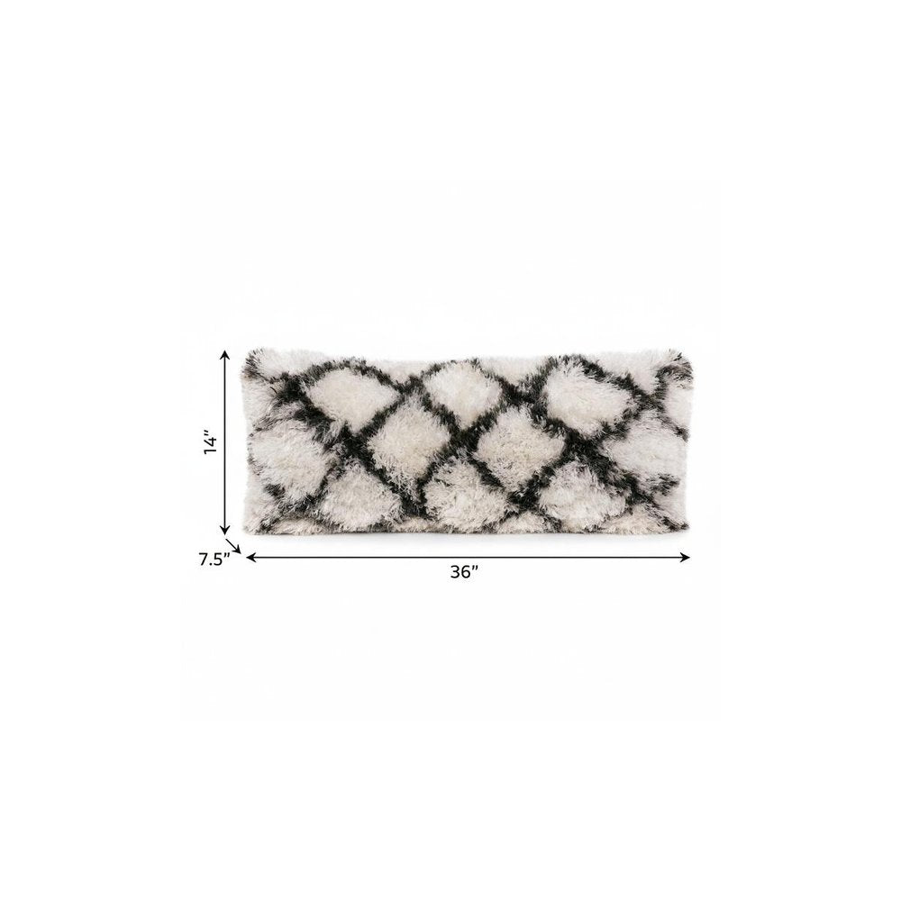 14" X 36" Black And White Geometric Throw Pillow HomeRoots