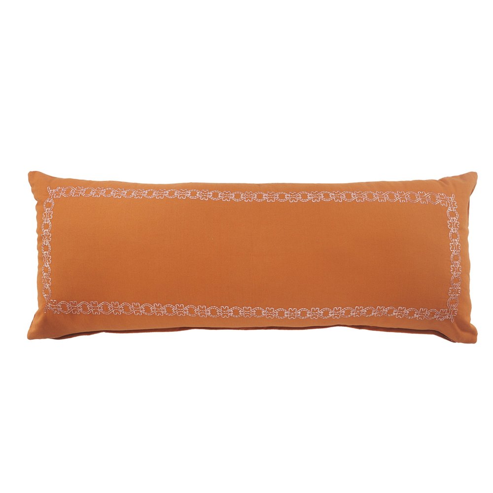 14" X 36" Orange And Dark Orange 100% Cotton Geometric Zippered Pillow — view 1
