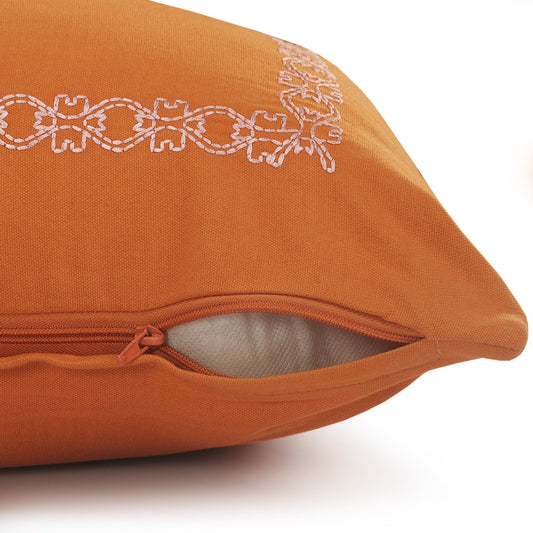14" X 36" Orange And Dark Orange 100% Cotton Geometric Zippered Pillow FurniFindUSA