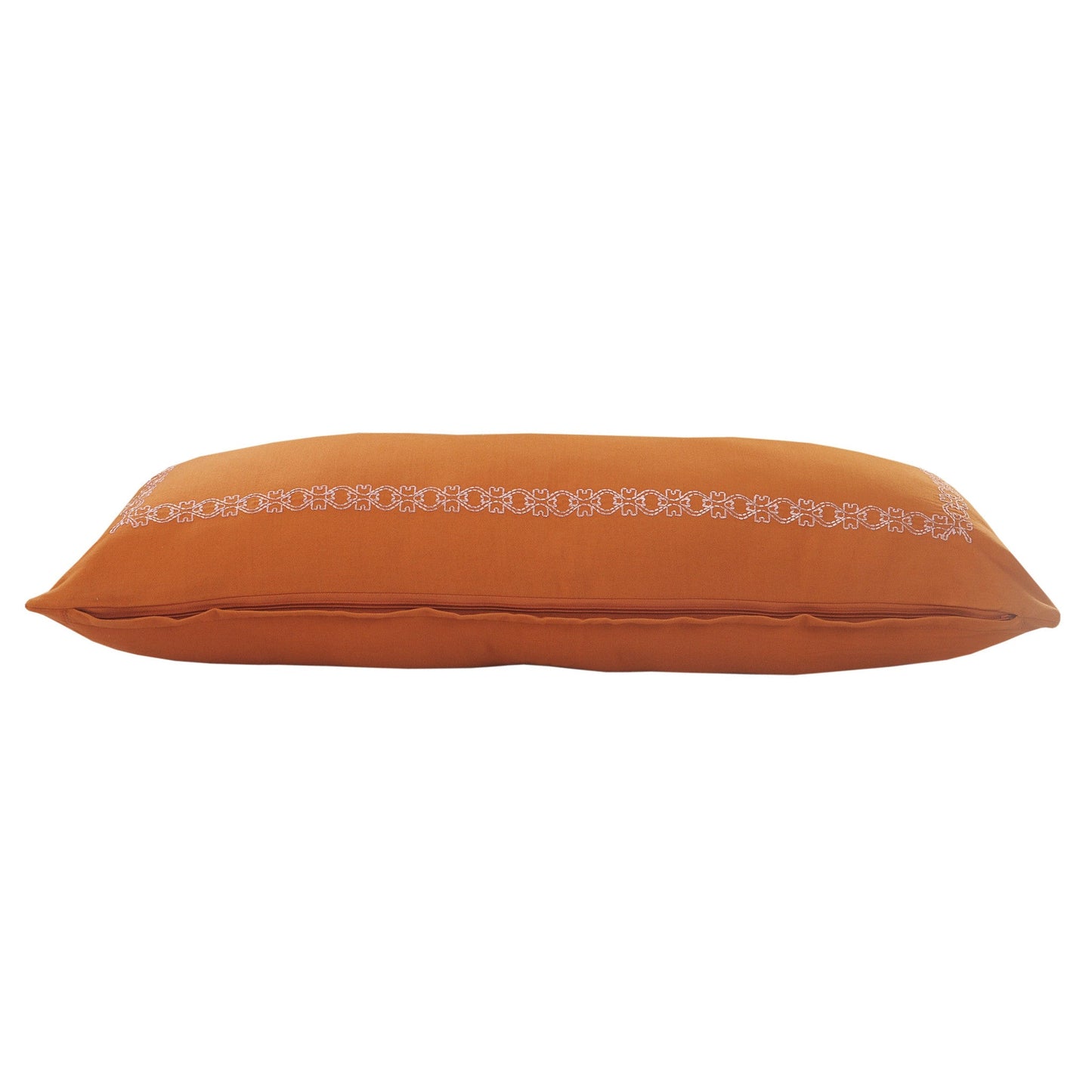 14" X 36" Orange And Dark Orange 100% Cotton Geometric Zippered Pillow FurniFindUSA