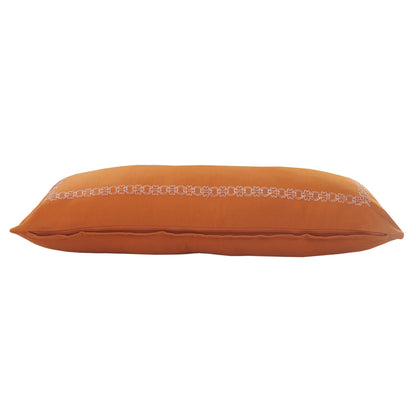 14" X 36" Orange And Dark Orange 100% Cotton Geometric Zippered Pillow FurniFindUSA