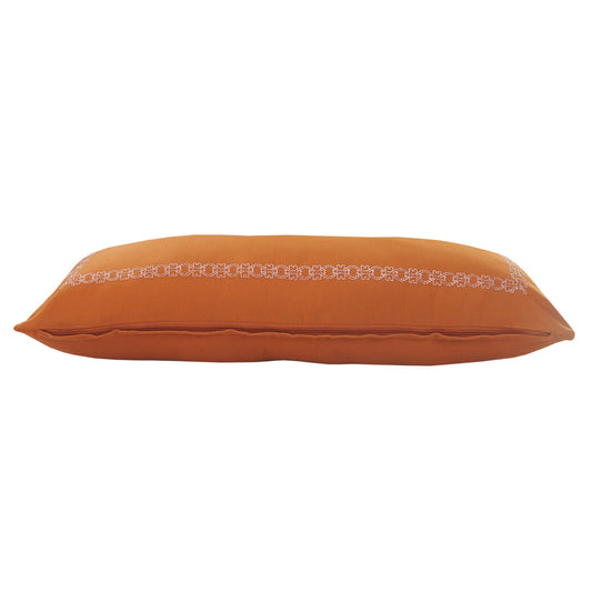 14" X 36" Orange And Dark Orange 100% Cotton Geometric Zippered Pillow FurniFindUSA
