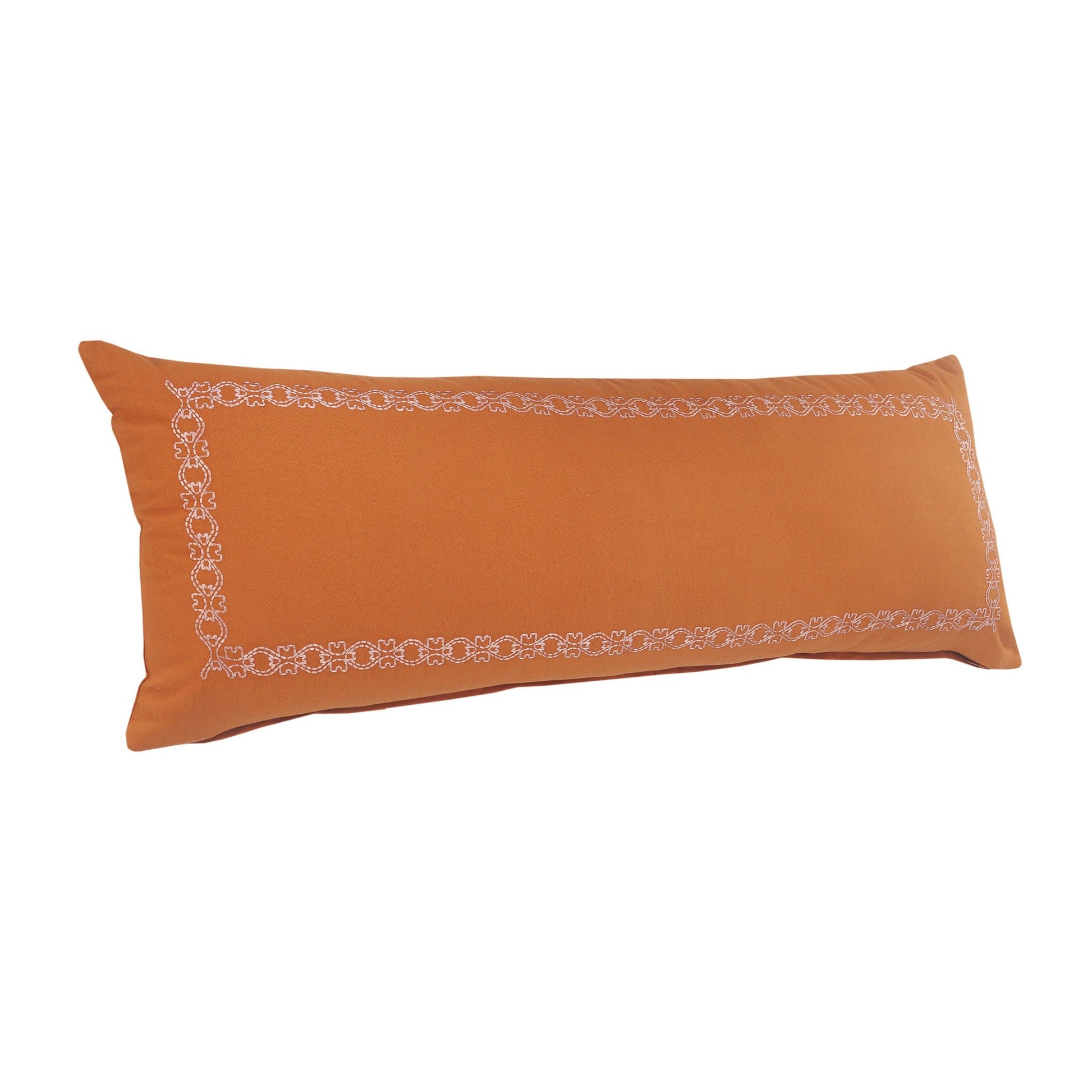 14" X 36" Orange And Dark Orange 100% Cotton Geometric Zippered Pillow FurniFindUSA