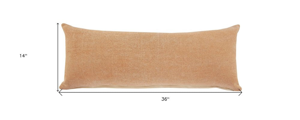 14" X 36" Orange 100% Cotton Zippered Pillow HomeRoots