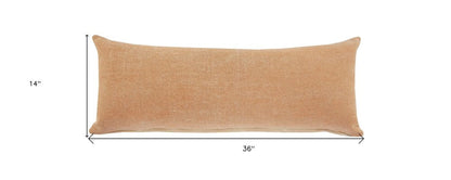 14" X 36" Orange 100% Cotton Zippered Pillow HomeRoots
