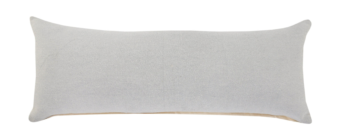 14" X 36" Light Gray 100% Cotton Zippered Pillow FurniFindUSA
